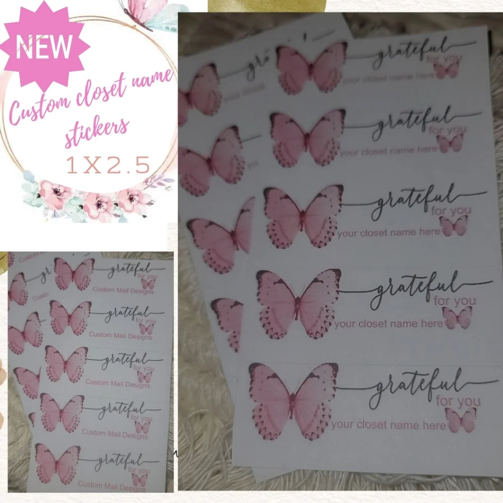 60 Butterfly name sticker